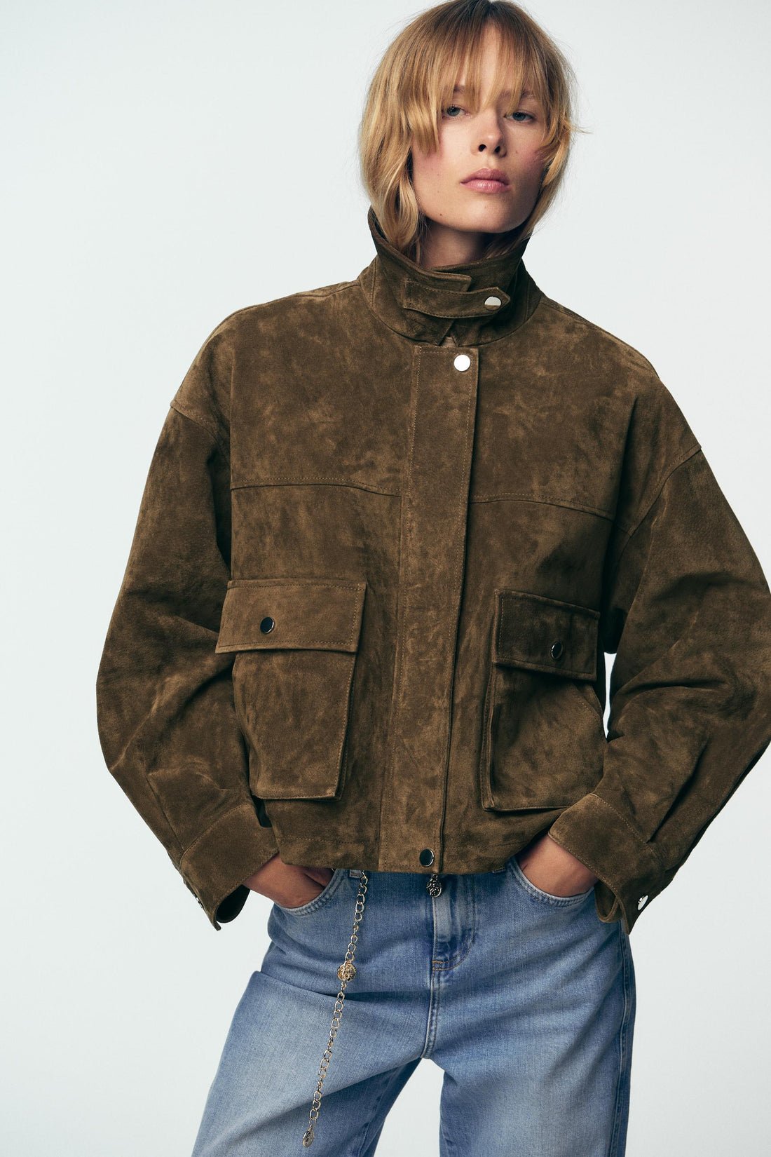 Chaqueta bomber de cuero Nora