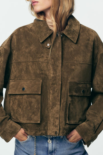 Chaqueta bomber de cuero Nora