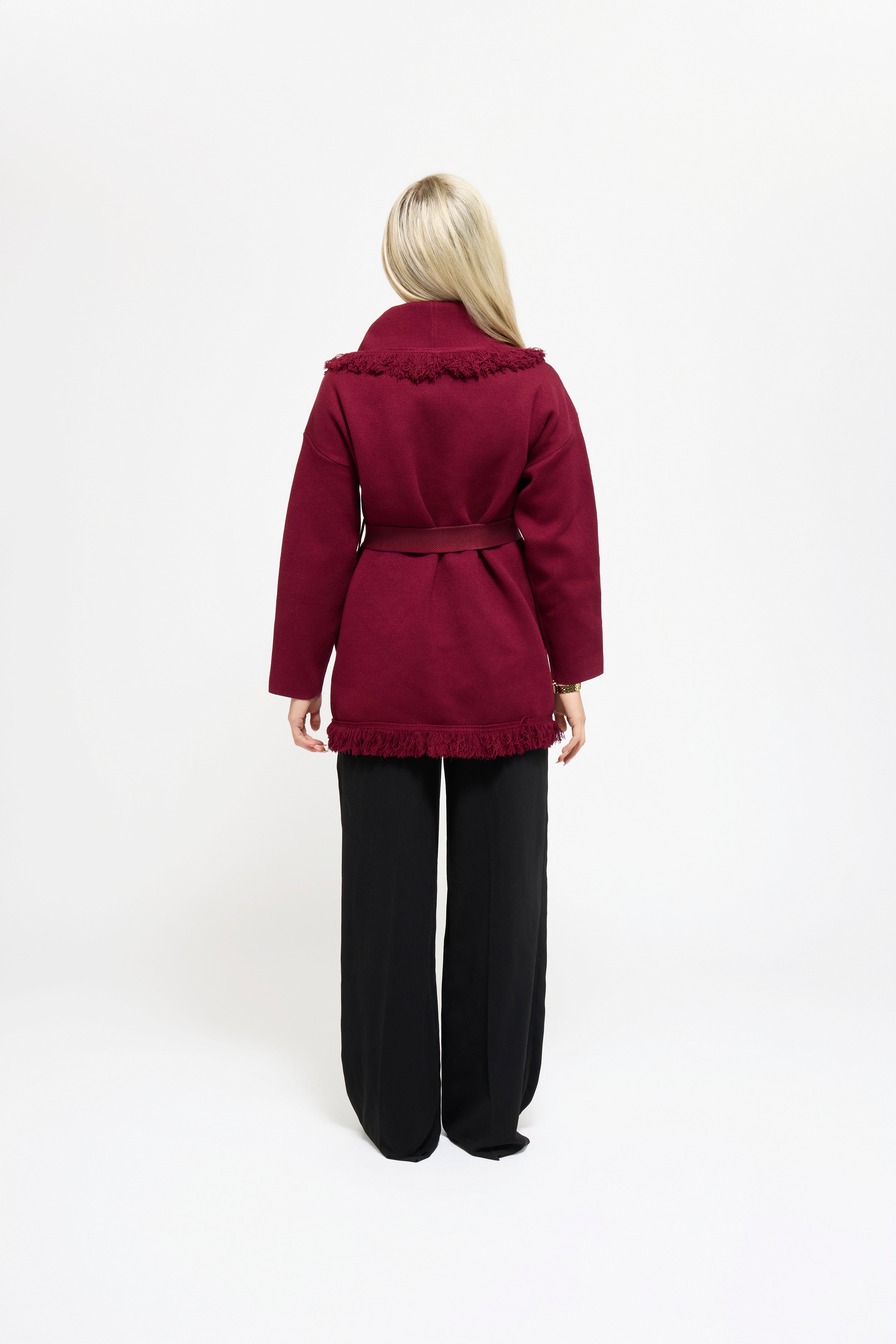 Chaqueta Burdeos Intenso con Flecos