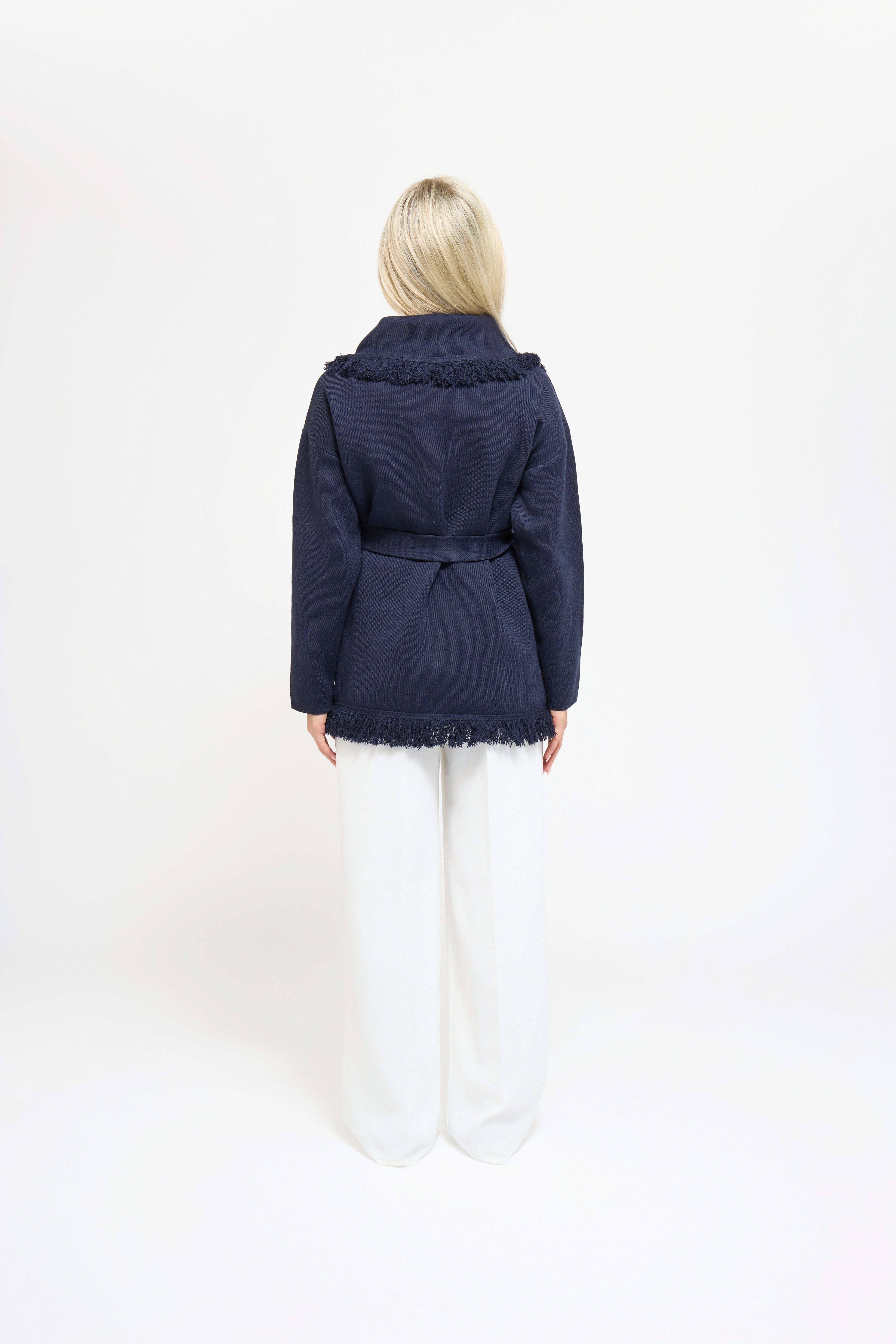Chaqueta Azul Marino con Flecos