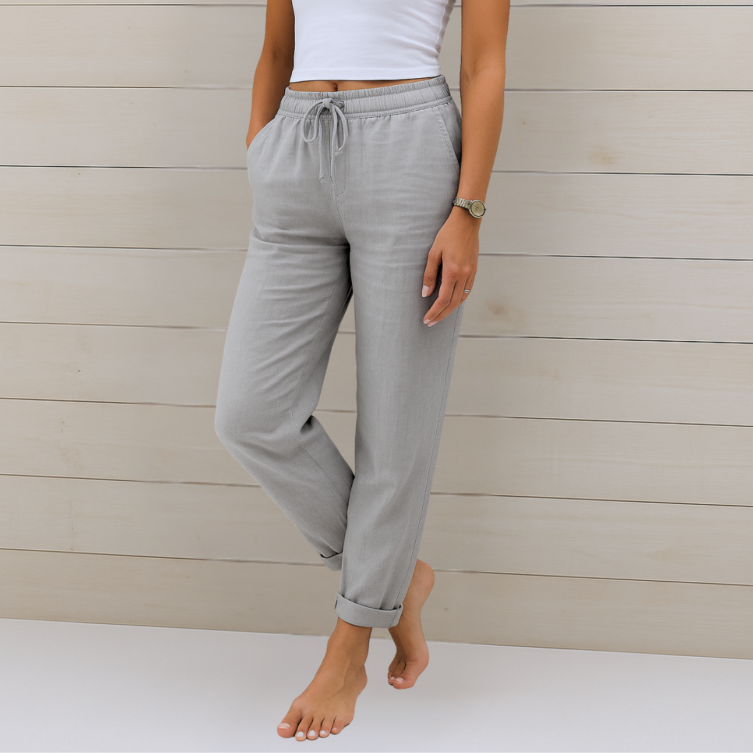 Anne | Pantalon Extensible en Lin Respirant de Première Qualité