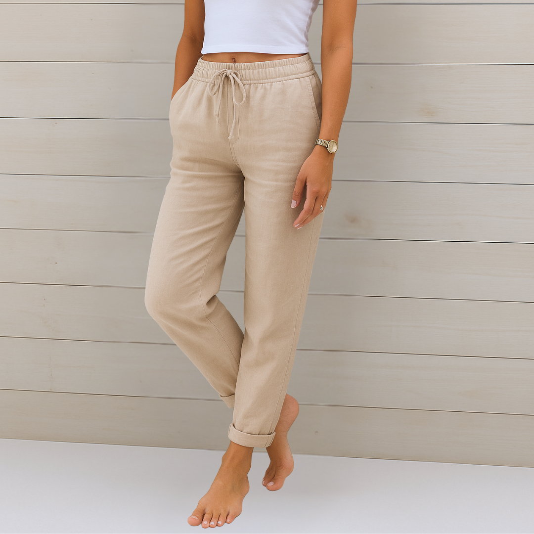 Anne | Pantalon Extensible en Lin Respirant de Première Qualité