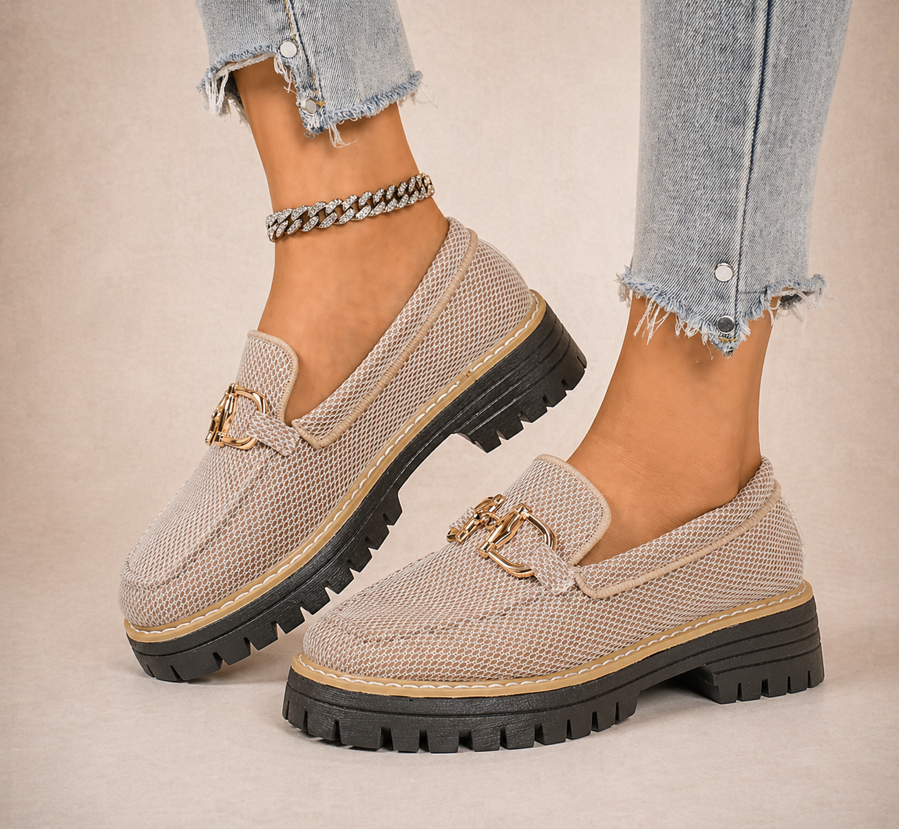Romina - Mocassins en Maille Respirante Avec Semelles Épaisses