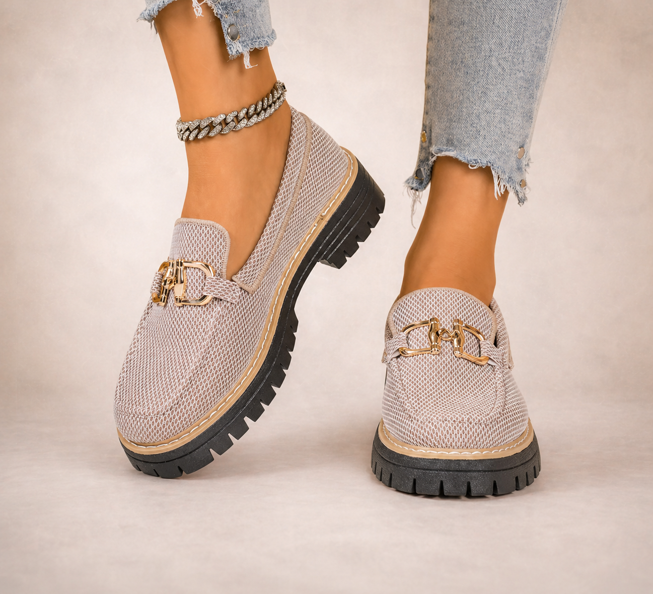 Romina - Mocassins en Maille Respirante Avec Semelles Épaisses