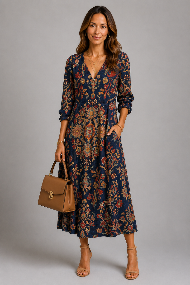 AUTUMN ROSE | VESTIDO LARGO FLORAL
