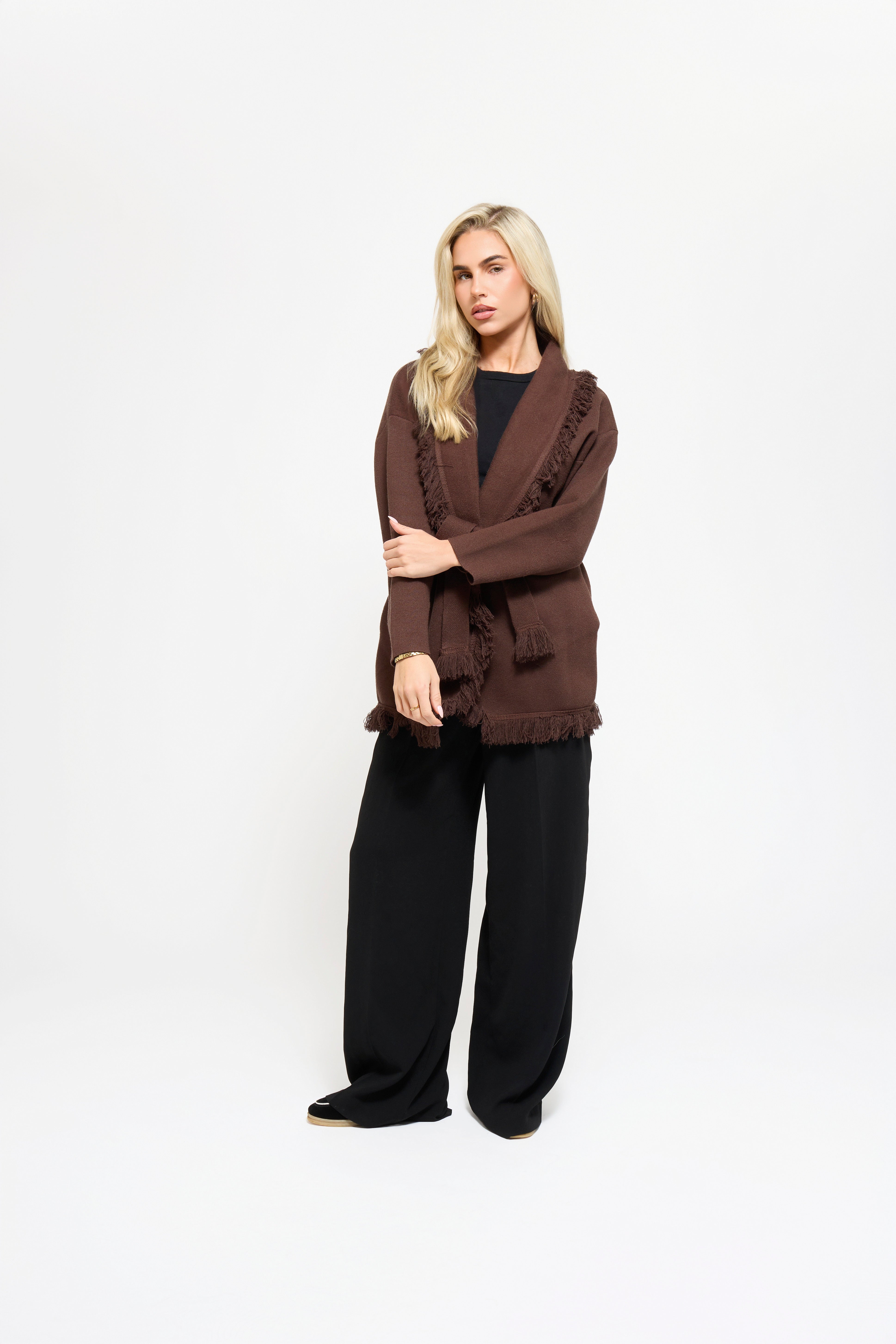 Chaqueta Marrón Chocolate con Flecos