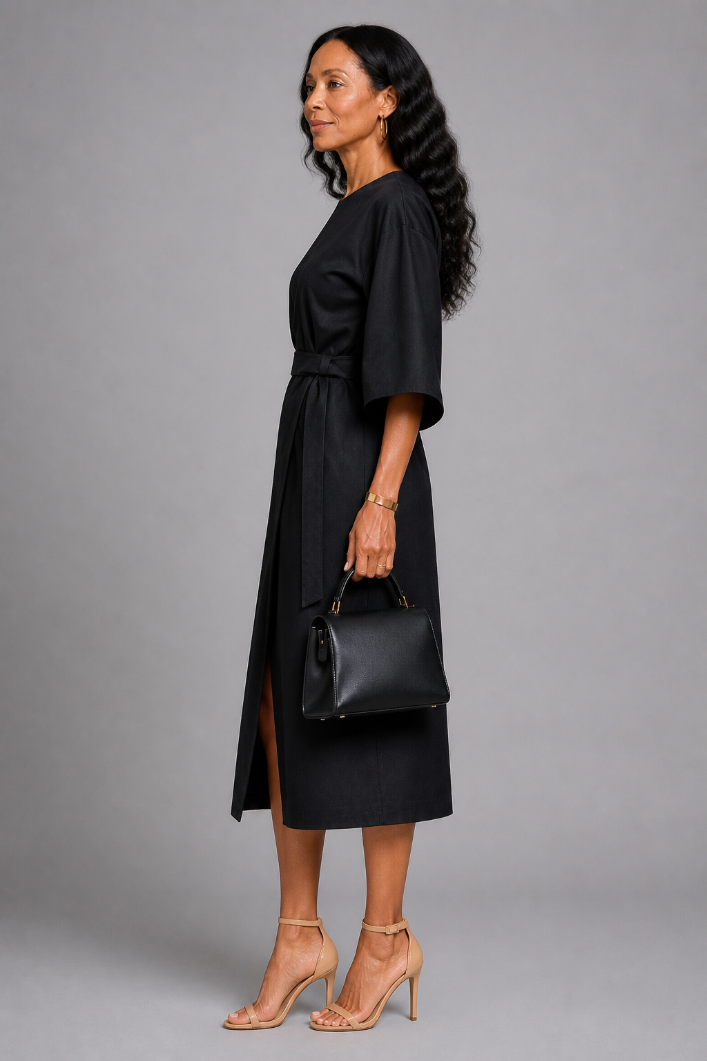 NOIR ESSENCE | VESTIDO MIDI NEGRO