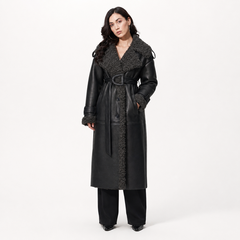 GABARDINA OVERSIZE DE CUERO VEGANO