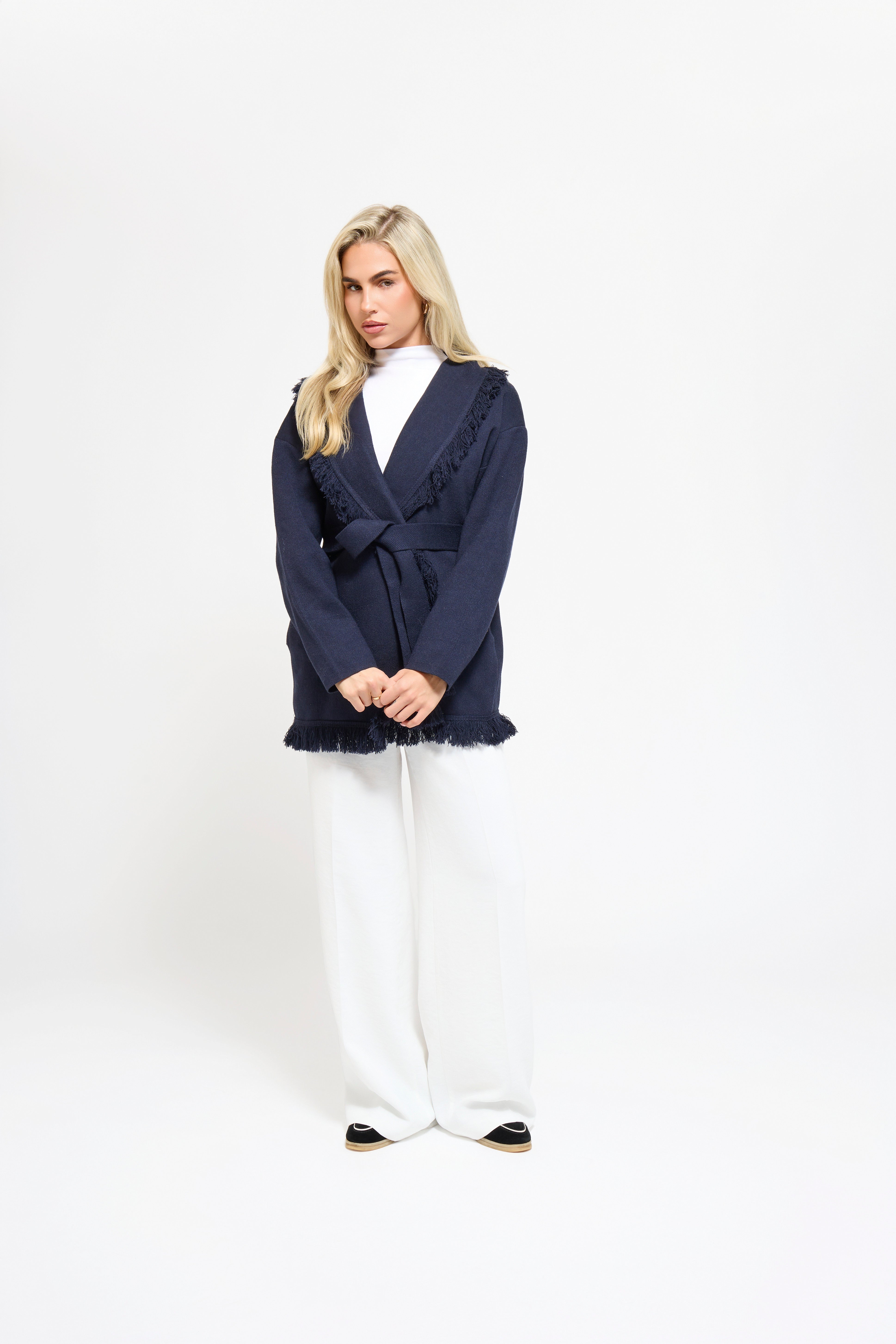 Chaqueta Azul Marino con Flecos