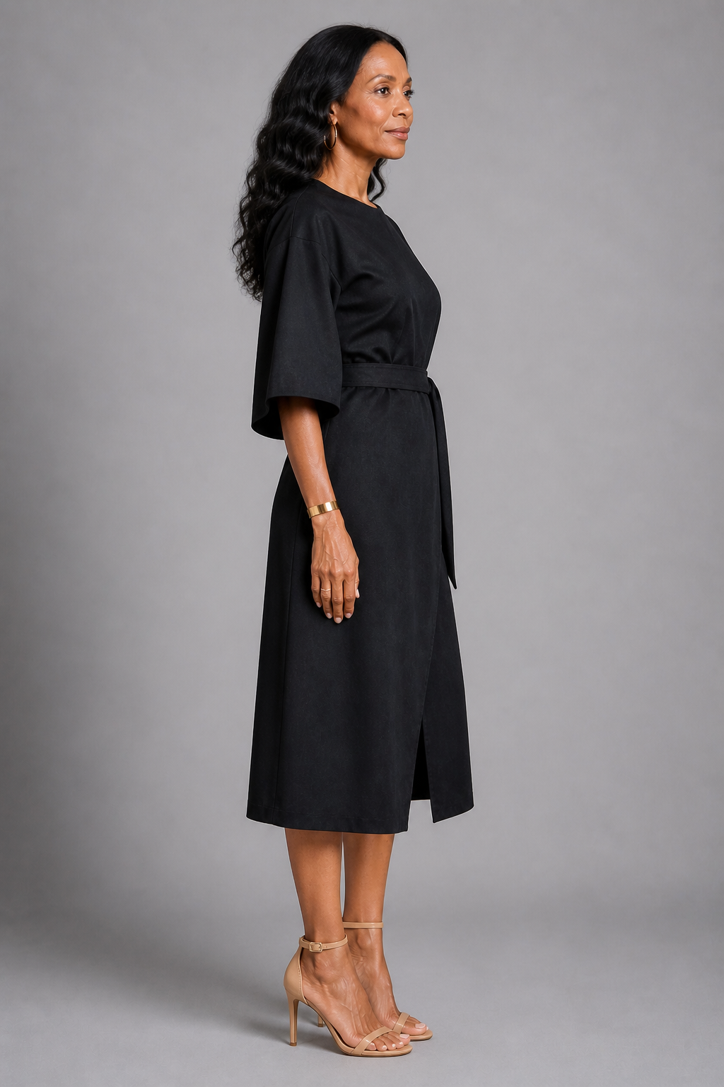 NOIR ESSENCE | VESTIDO MIDI NEGRO