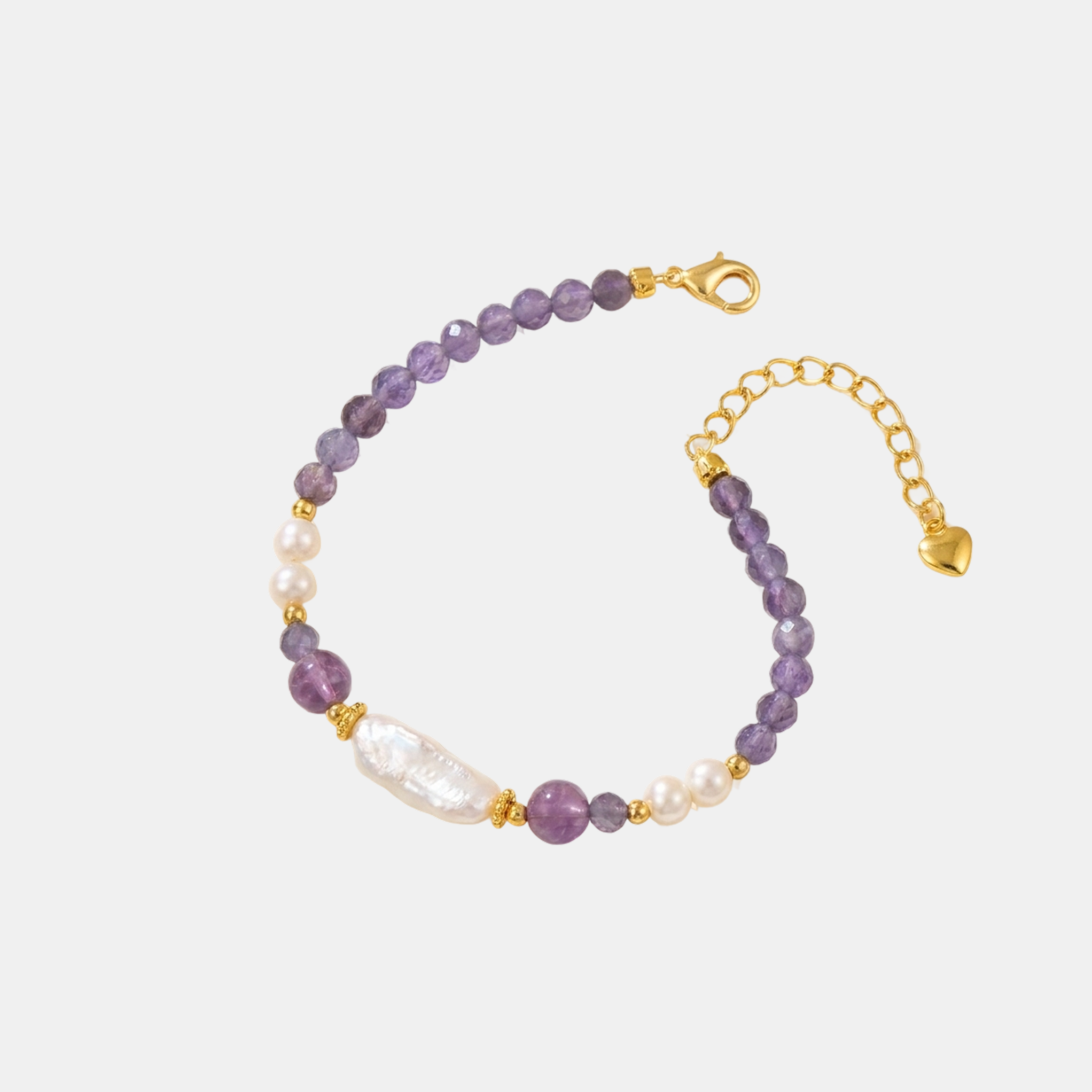 Améthyste™ | Bracelet Perles Améthyste Plaqué Or