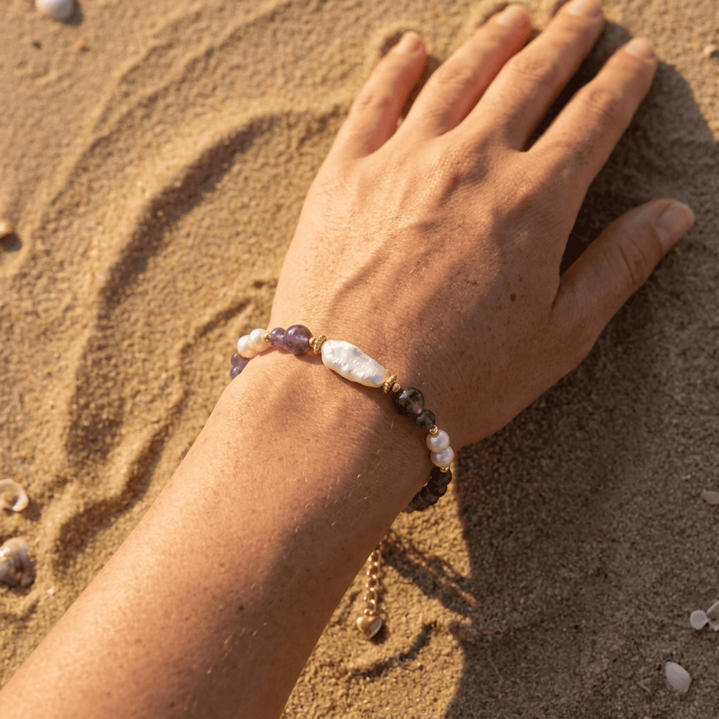 Améthyste™ | Bracelet Perles Améthyste Plaqué Or