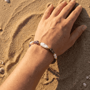 Améthyste™ | Bracelet Perles Améthyste Plaqué Or