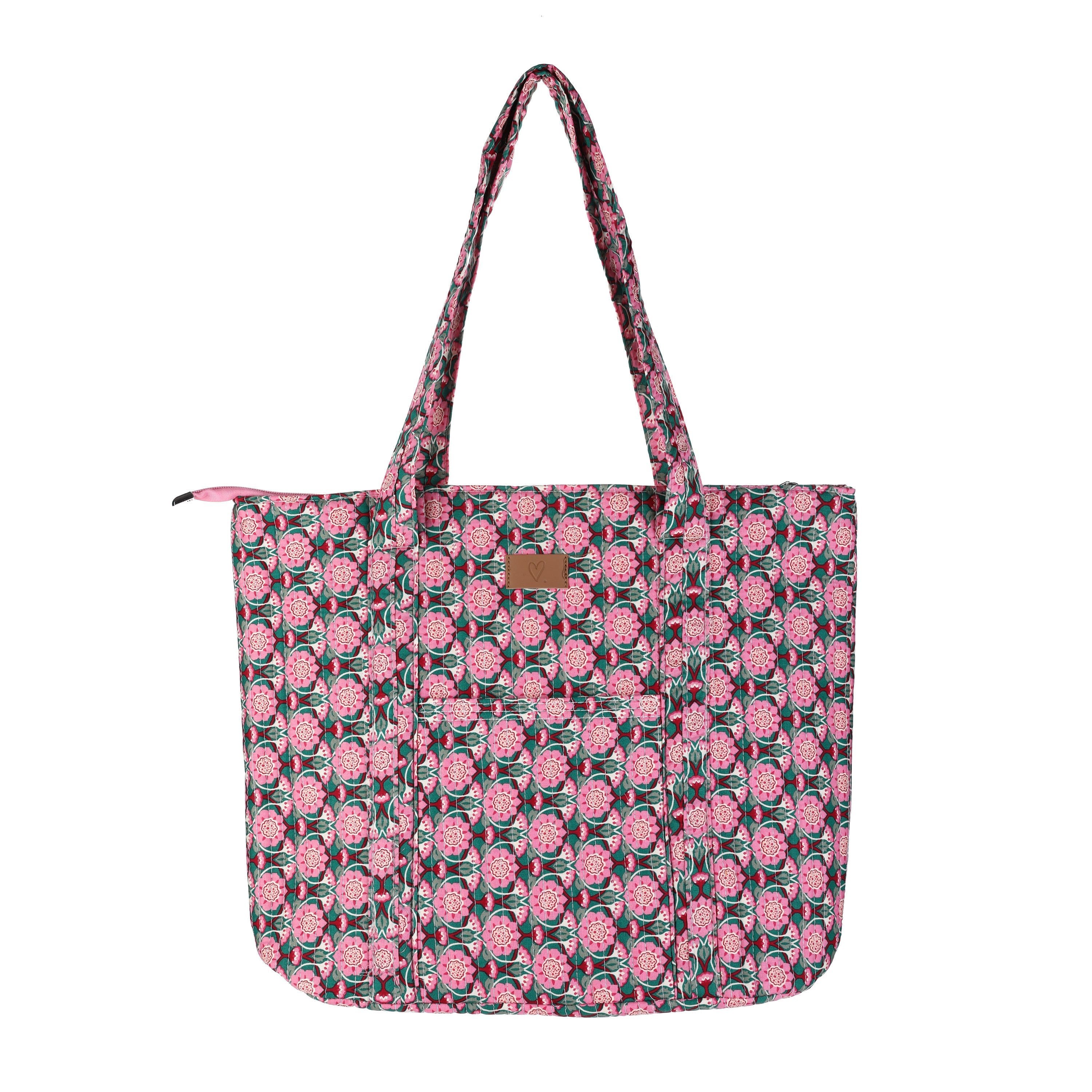 LOD of Love – Shopper Flora Pink Met Bloemenprint En Ritssluiting