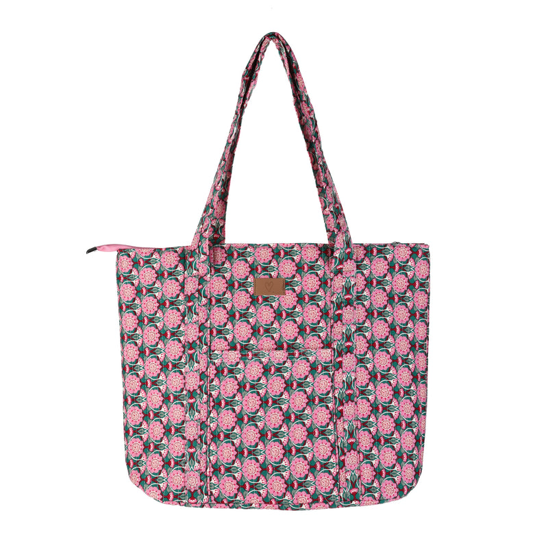 LOD of Love – Shopper Flora Pink Met Bloemenprint En Ritssluiting