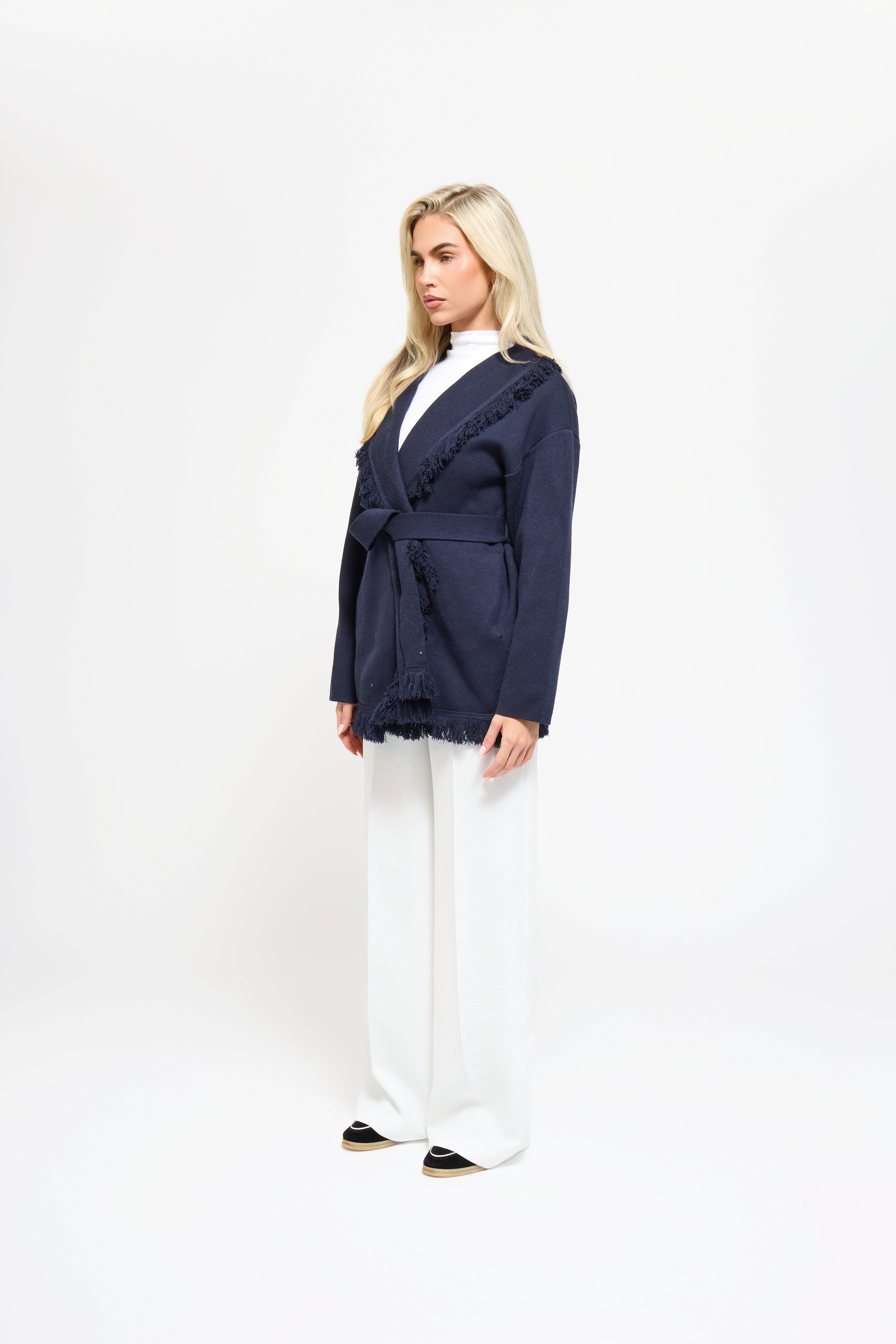 Chaqueta Azul Marino con Flecos