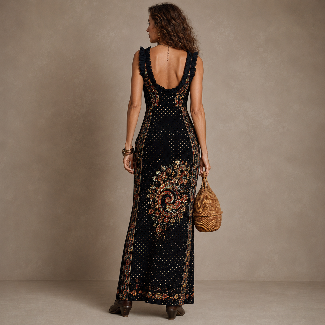 VESTIDO FIORA BOHO ÉTNICO CON ABERTURA