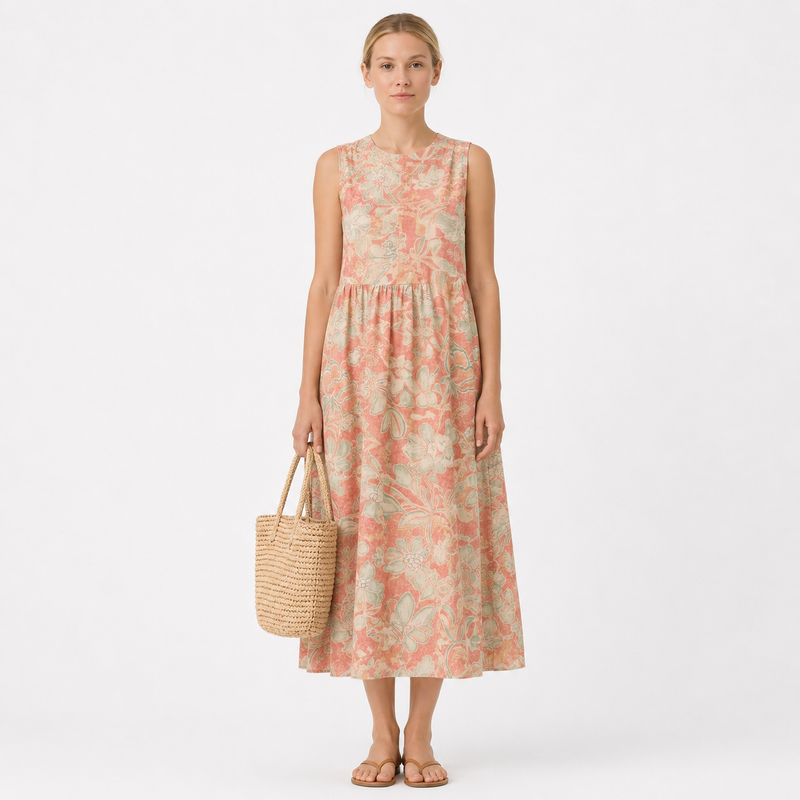 VESTIDO RAYA MIDI CON ESCOTE EN V