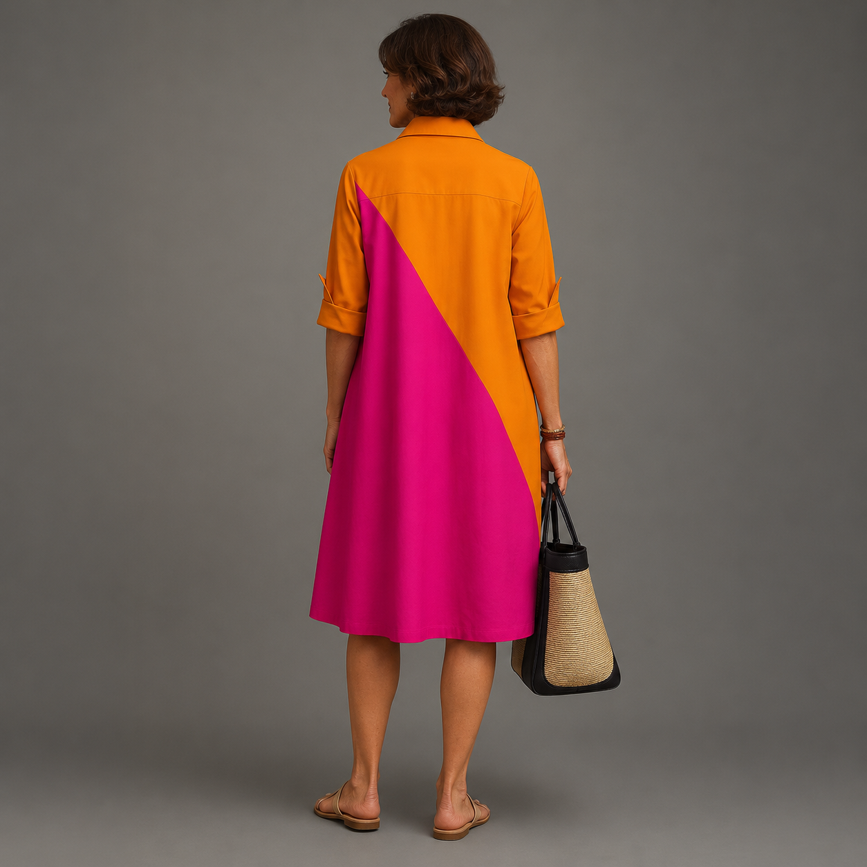 VESTIDO CAMISERO COLOR BLOCK