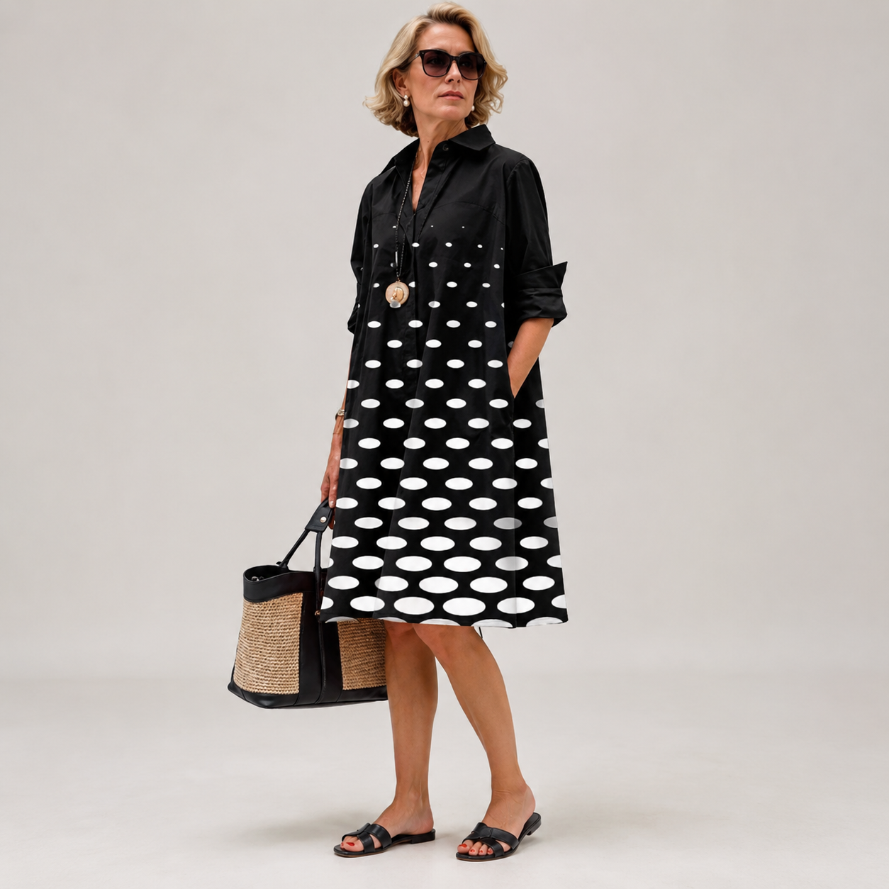 VESTIDO CAMISERO NOIR DOTS