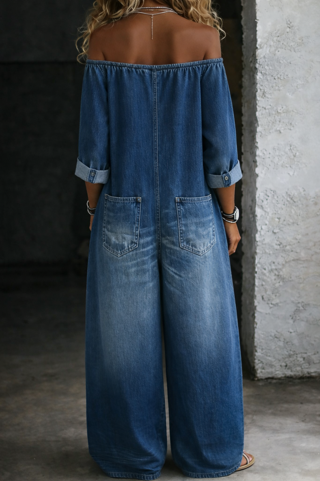 ELENA | MONO DENIM CON HOMBROS DESCUBIERTOS