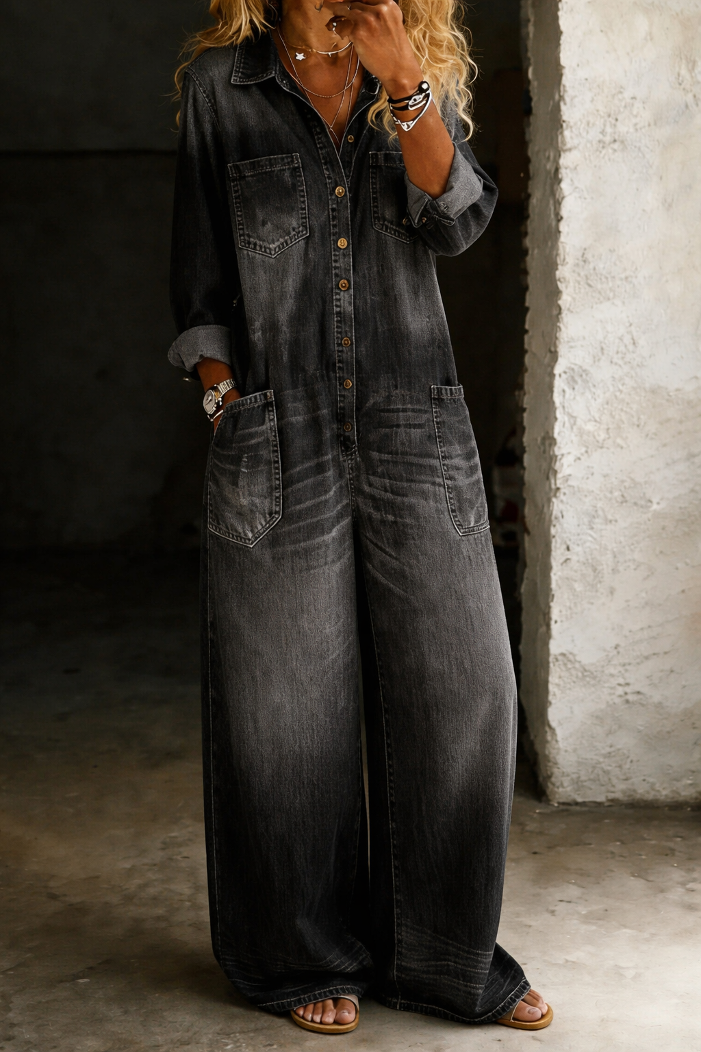 LENA | MONO PETO DENIM DE CORTE RELAJADO