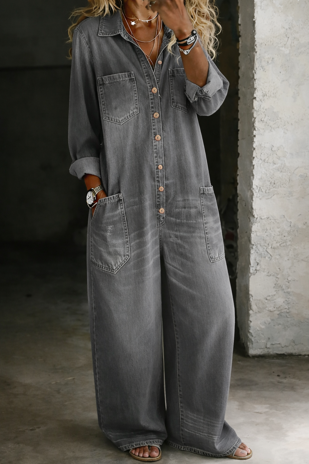 LENA | MONO PETO DENIM DE CORTE RELAJADO