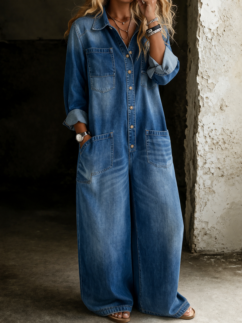 LENA | MONO PETO DENIM DE CORTE RELAJADO