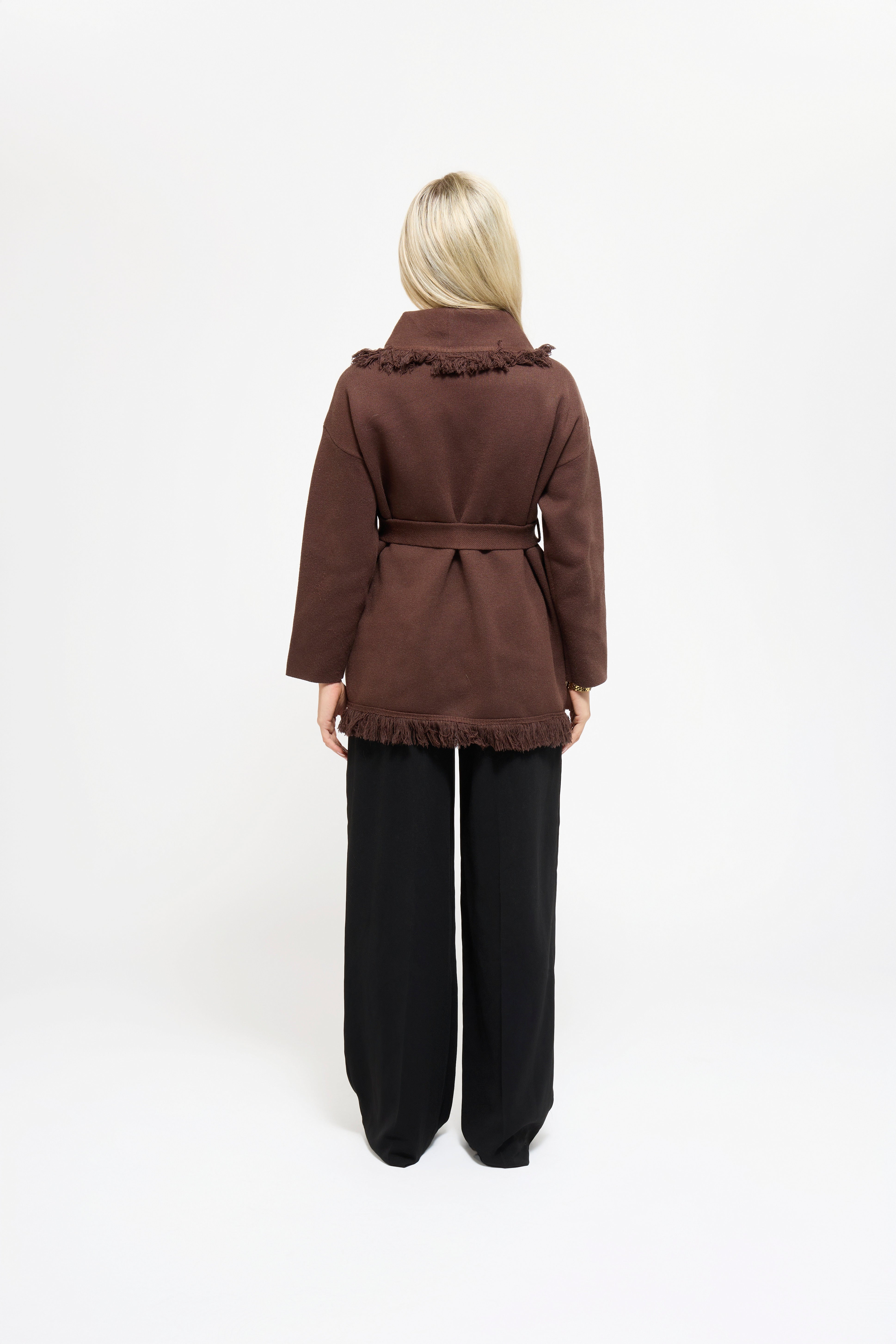 Chaqueta Marrón Chocolate con Flecos