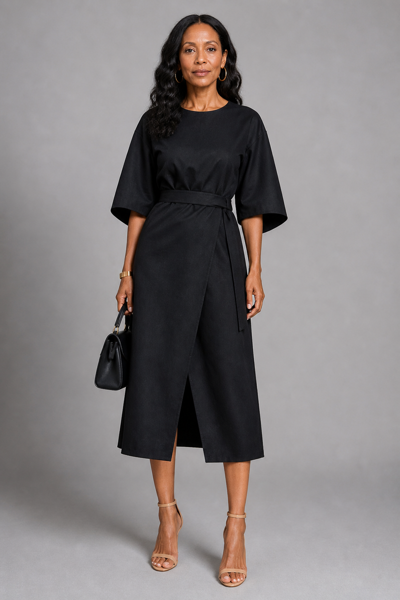 NOIR ESSENCE | VESTIDO MIDI NEGRO