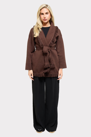 Chaqueta Marrón Chocolate con Flecos