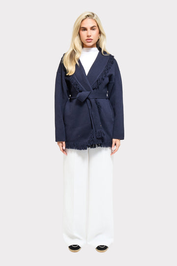 Chaqueta Azul Marino con Flecos