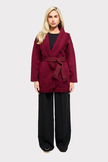 Chaqueta Burdeos Intenso con Flecos