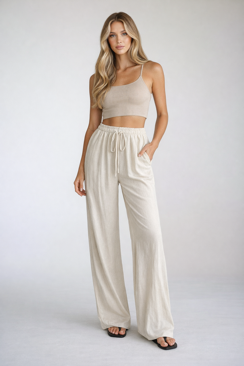 PANTALÓN DE LINO BEIGE