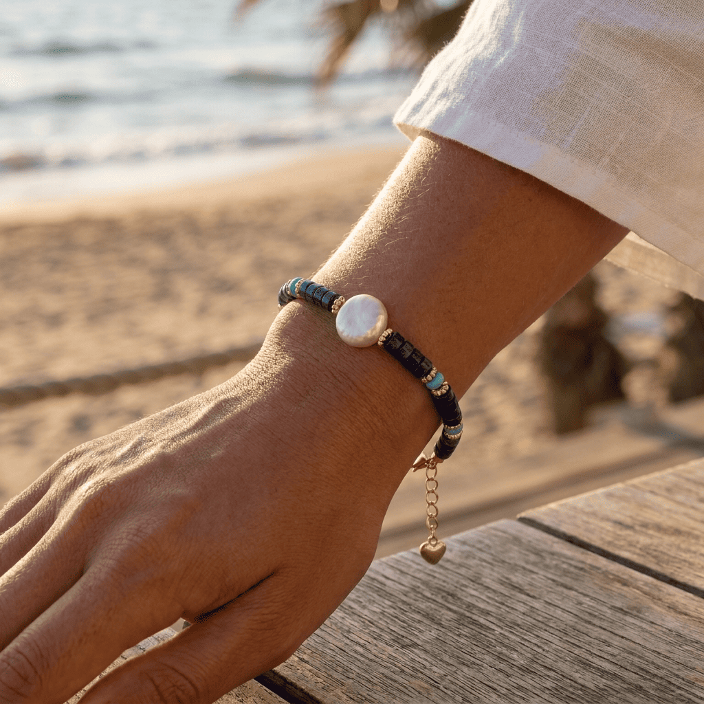 Indigo™ | Bracelet Perles Indigo Plaqué Or