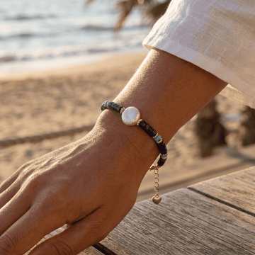 Indigo™ | Bracelet Perles Indigo Plaqué Or