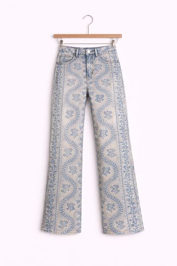 Pantalon Large à Motifs Bleus Lena