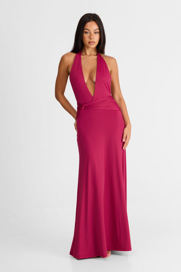 ANTOINETTE | VESTIDO MAXI COLOR FRAMBUESA