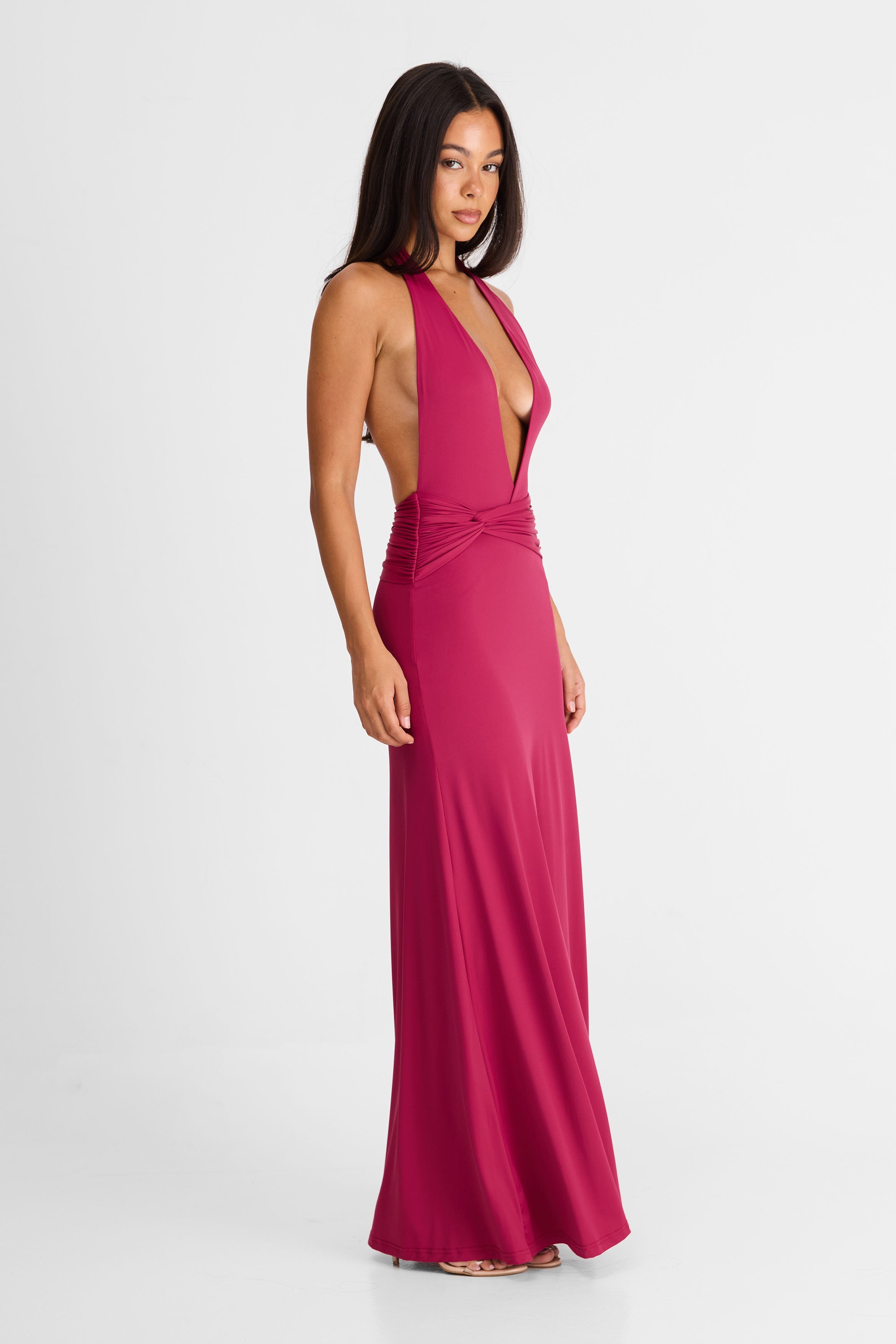 ANTOINETTE | VESTIDO MAXI COLOR FRAMBUESA