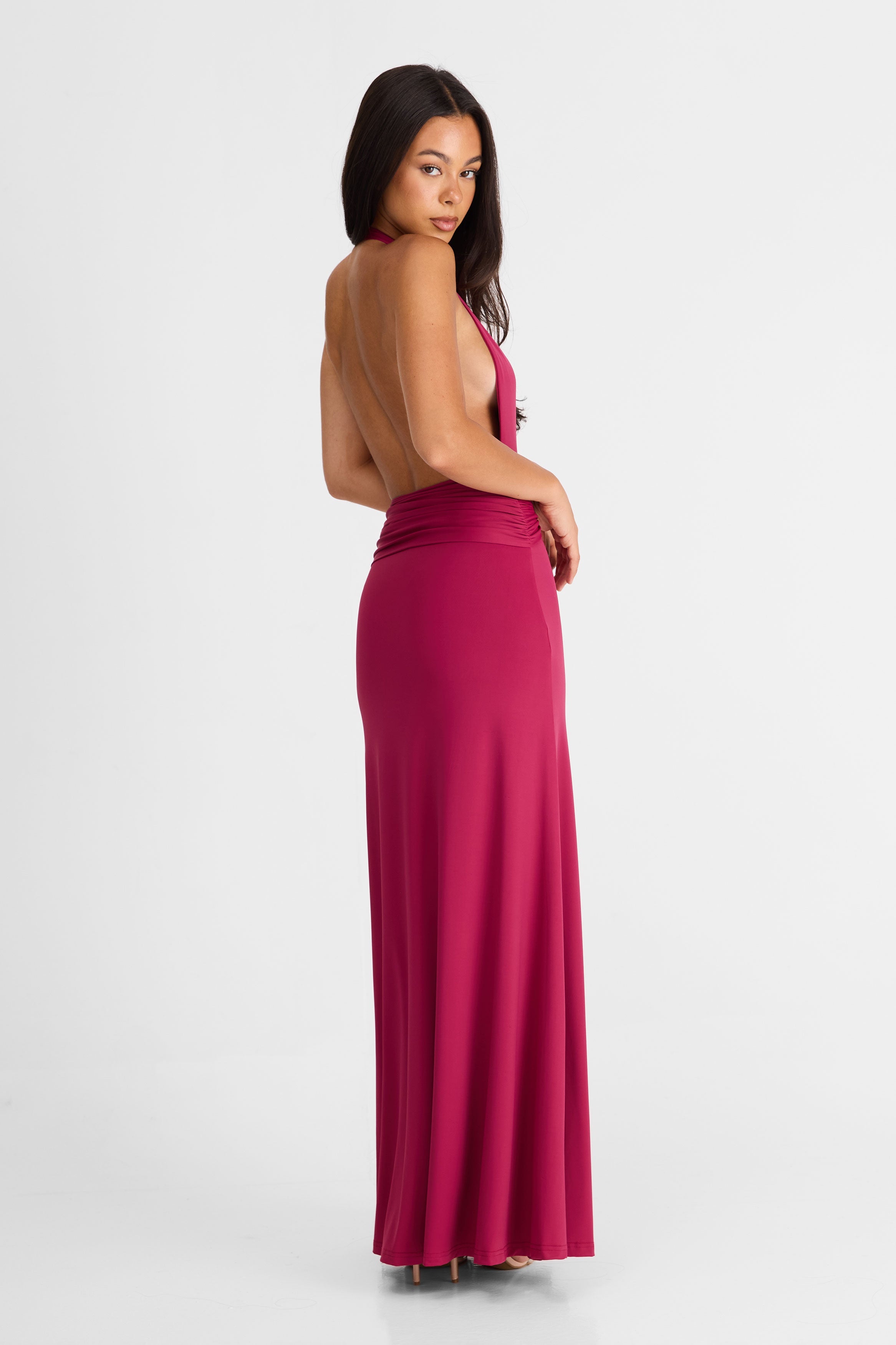 ANTOINETTE | VESTIDO MAXI COLOR FRAMBUESA