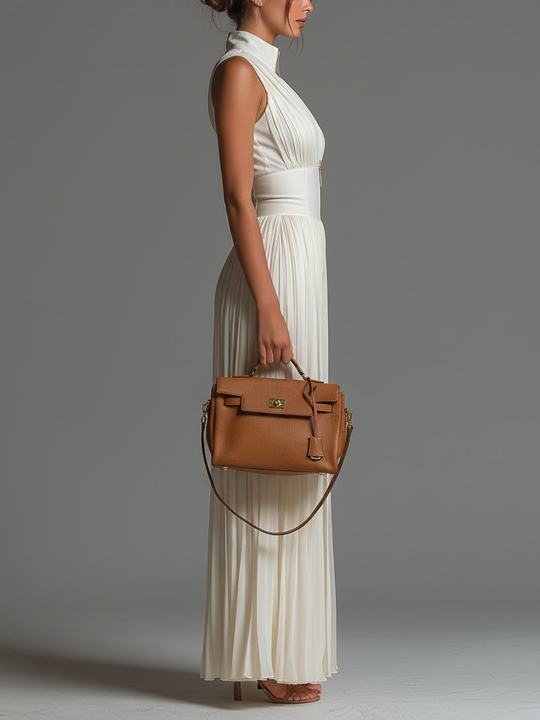 Zsófia Jumpsuit | Tuta in chiffon bianco plissettato