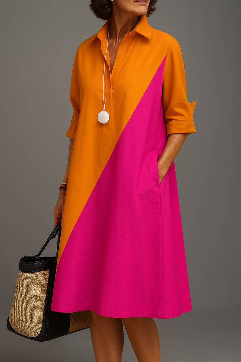 VESTIDO CAMISERO COLOR BLOCK