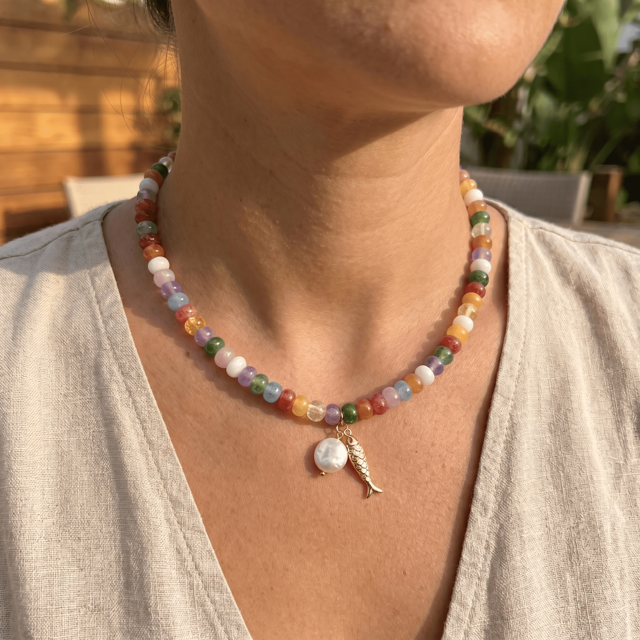 Candy™ | Collier Poisson en Perles Plaqué Or