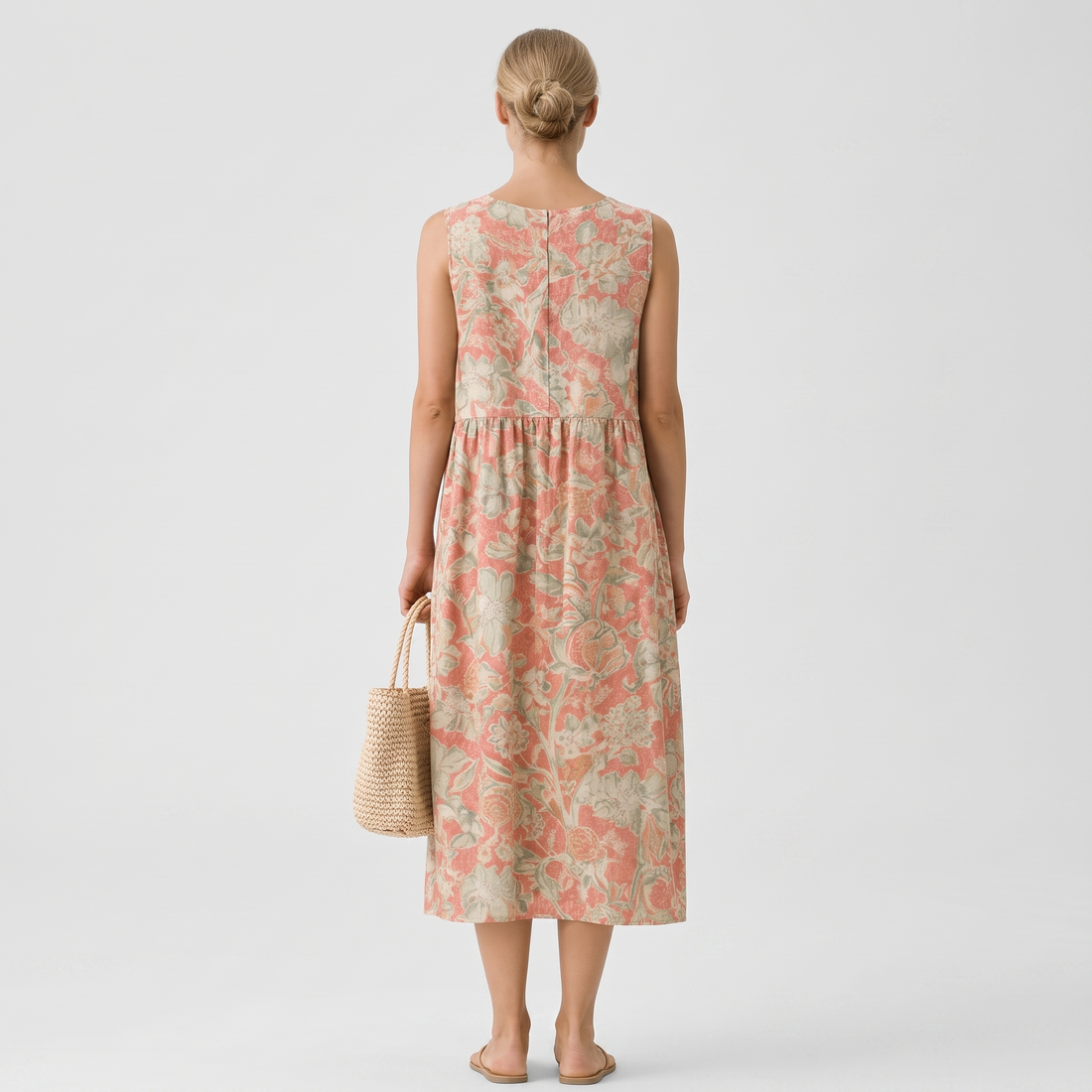 VESTIDO RAYA MIDI CON ESCOTE EN V