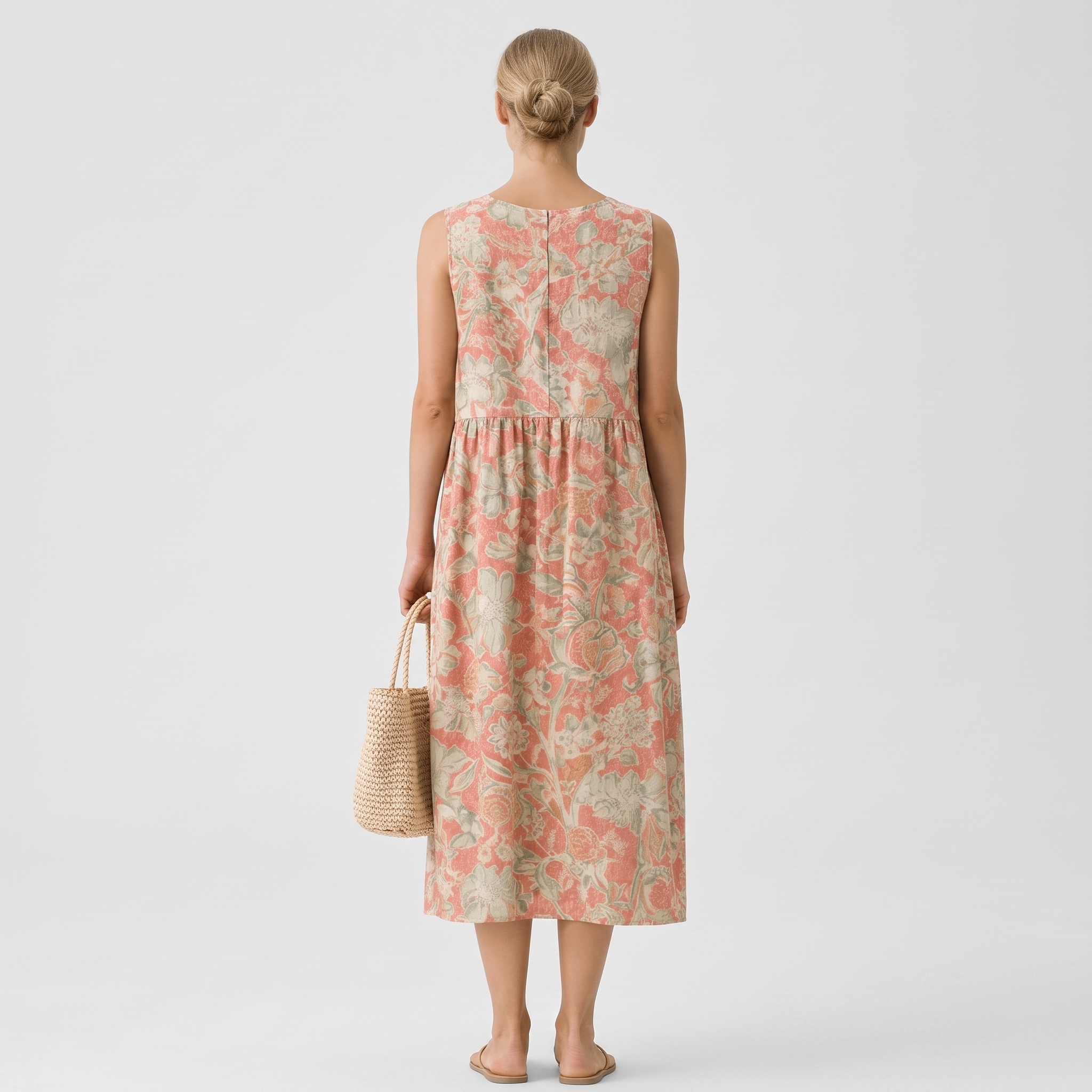 VESTIDO RAYA MIDI CON ESCOTE EN V